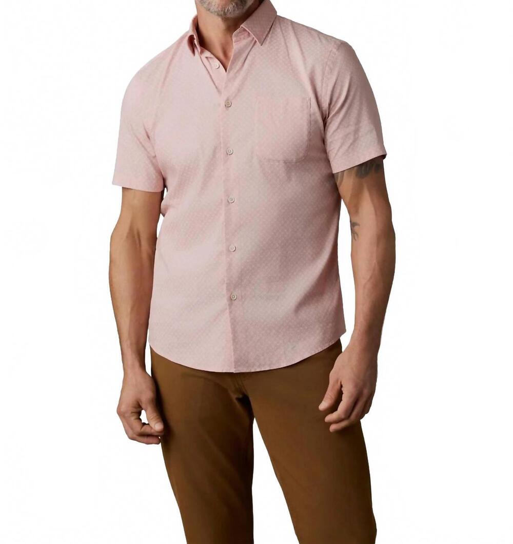NEW FAHERTY short sleeve movement monterrey shirt in dpt - sedona petal tile